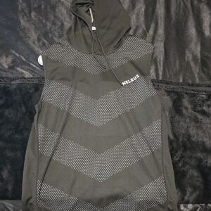 Neleus Sleeveless Hooded Workout Top - Black with Reflective Dots